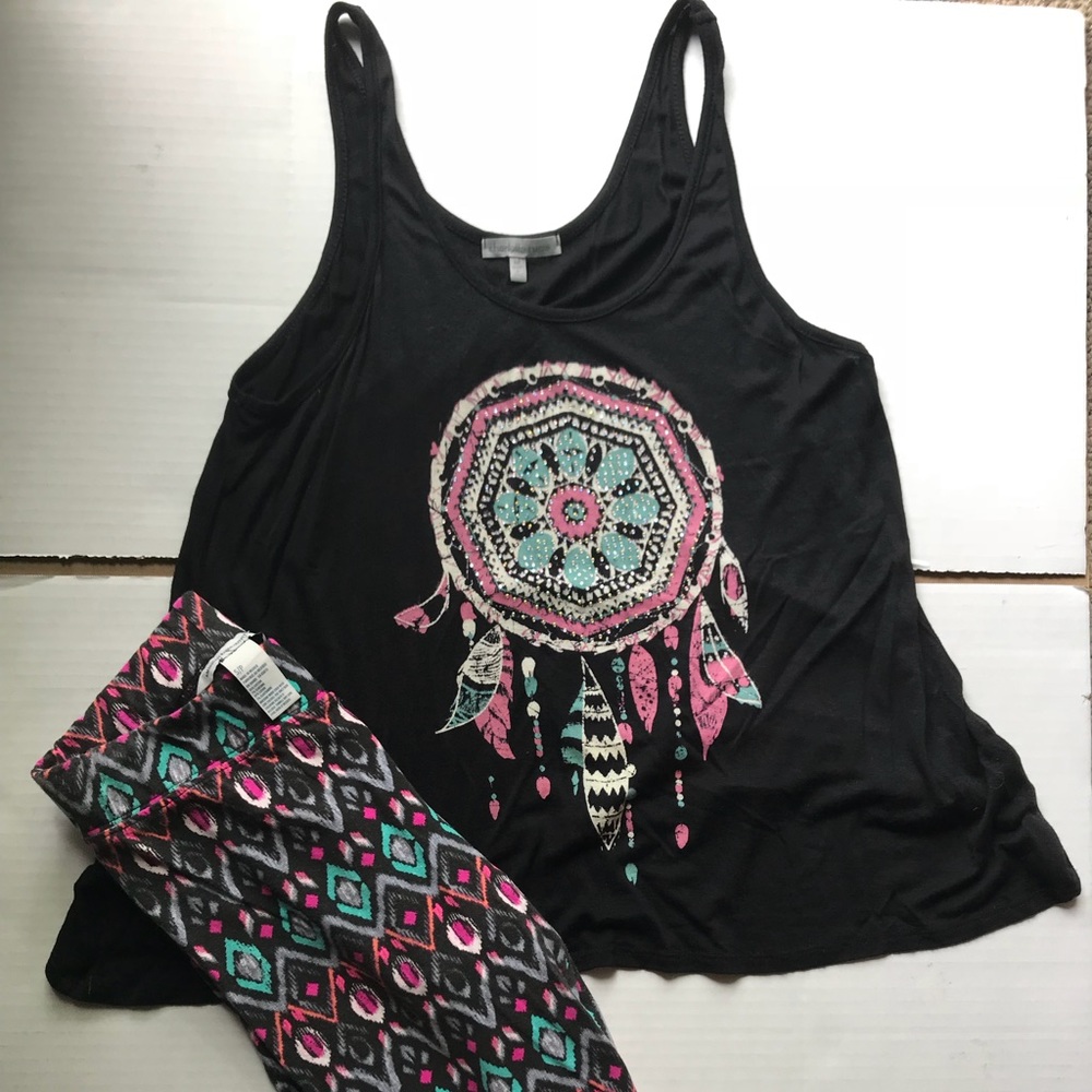 Charlotte Russe Black Dreamcatcher Tank Top
